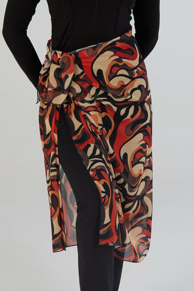 Estiva Flow Desenli Şal Pareo Beyaz