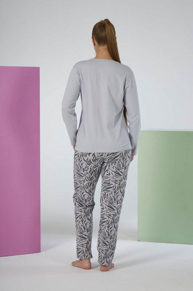 Kadın Yazlık Desenli Kısa Kollu Penye Lycra Pijama Takımı