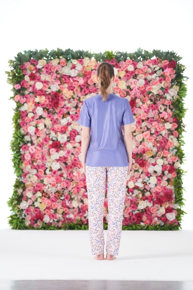 Kadın Yazlık Desenli Kısa Kollu Marla Pijama Takımı - Lila