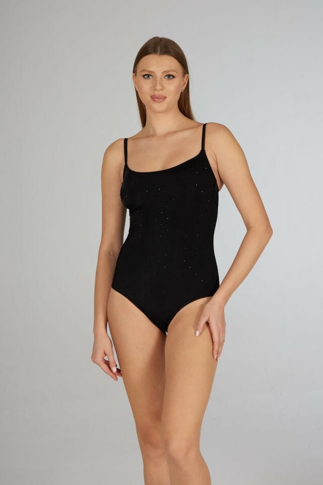 Estiva Kadın Siyah Pullu Askılı Concept Tek Parça Mayo