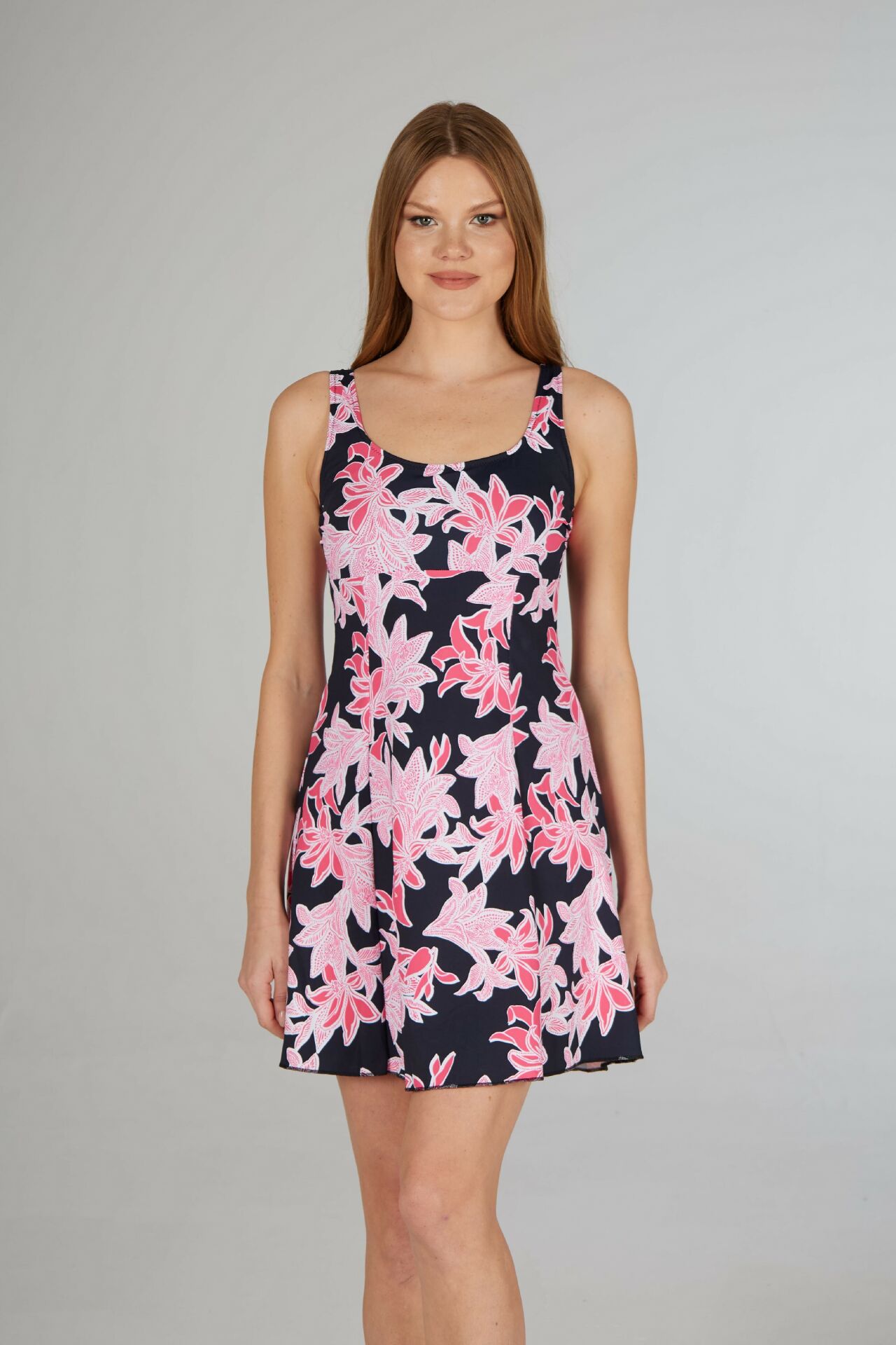 Estiva Çiçek Desenli Elbise Mayo - Pembe