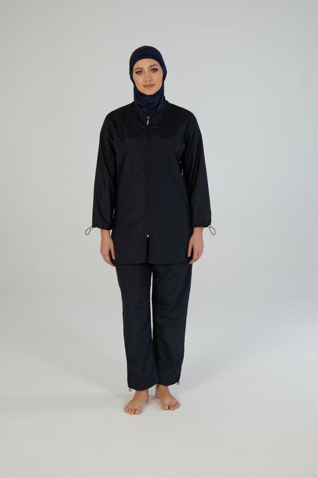 Estiva Tam Kapalı Pantolonlu Fermuarlı Tesettür Mayo