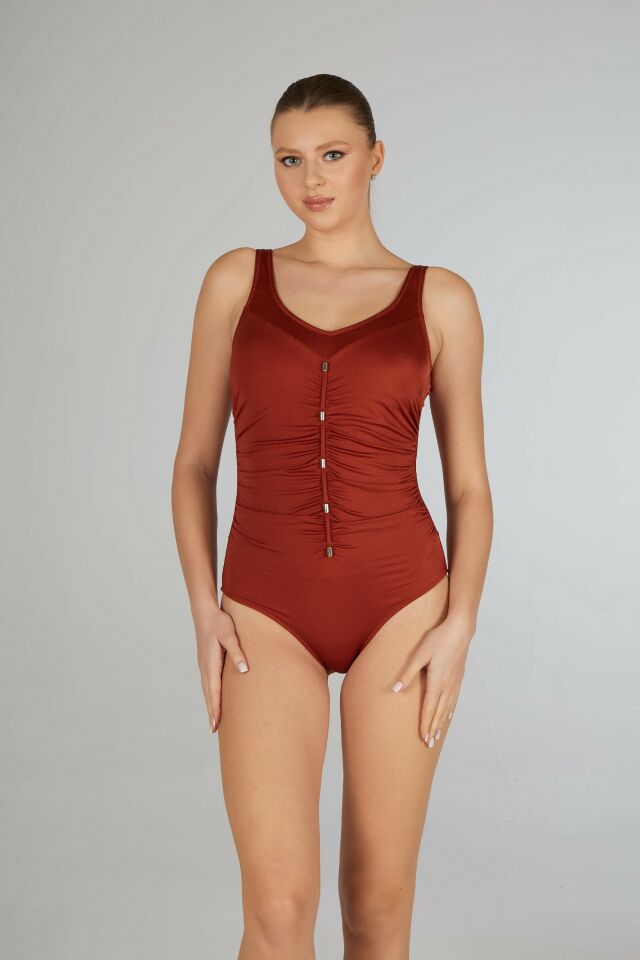 Estiva Kadın Kırmızı Concept Aksesuarlı Tek Parça Mayo