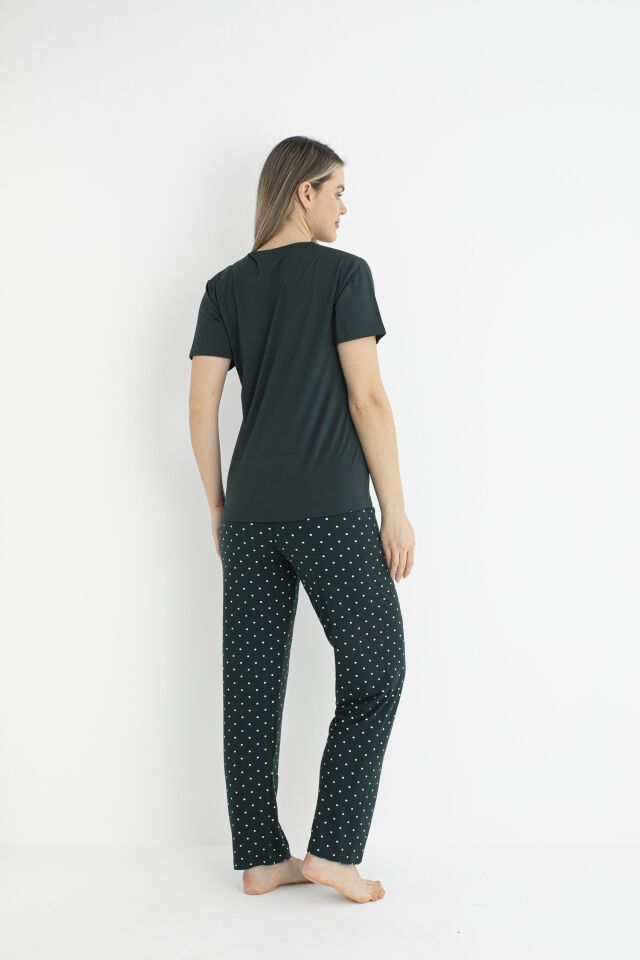 Kadın Yazlık Cute Beautiful Yazılı Kısa Kollu Soft Pijama Takımı - Lacivert