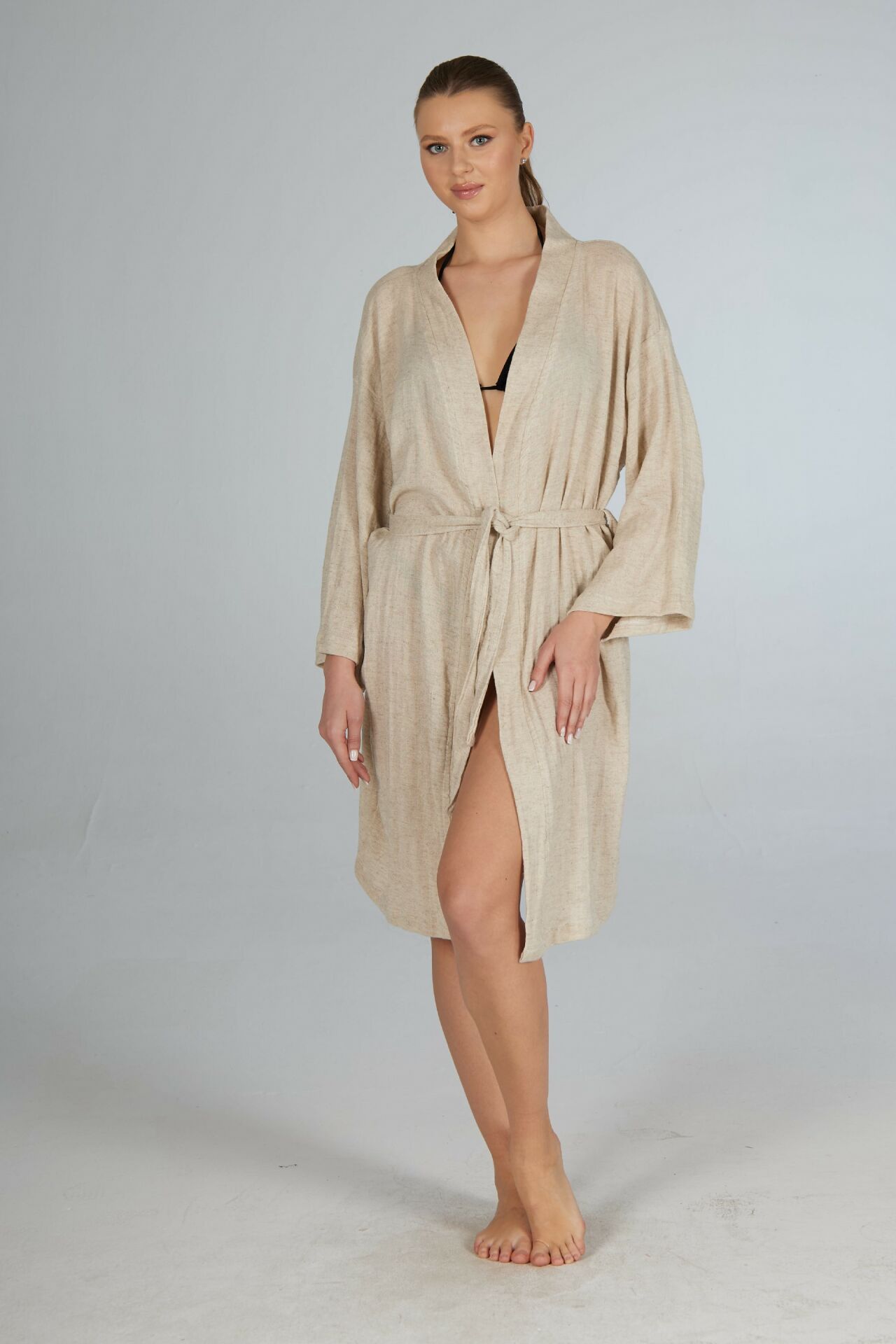 Estiva Yarasa Kesimli Salaş Keten Pareo