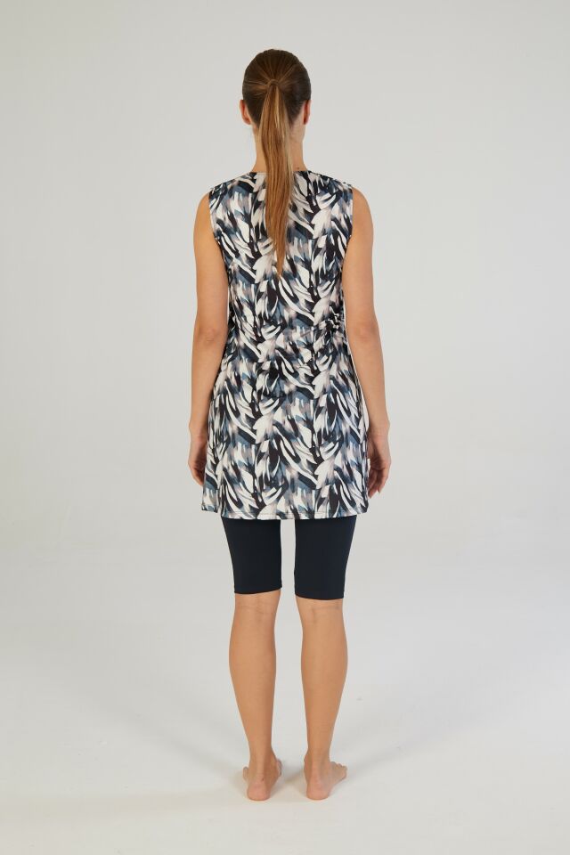 Estiva Botanik Desenli Kolsuz Taytlı Elbise Mayo