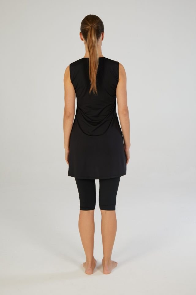 Estiva Tropikal Desenli Kolsuz Taytlı Elbise Mayo