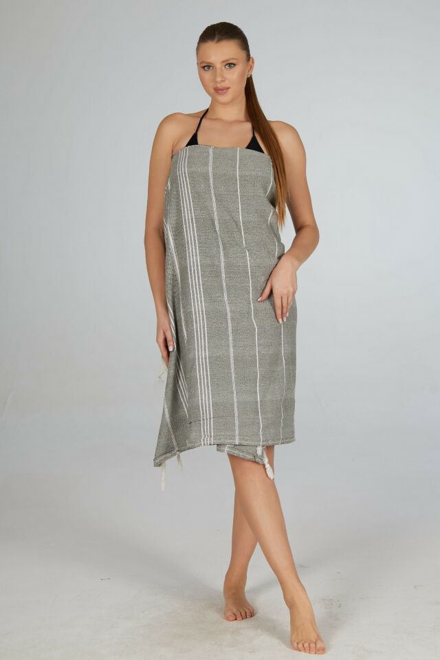 Estiva Çizgi Desenli Kenar Püsküllü Peştamal