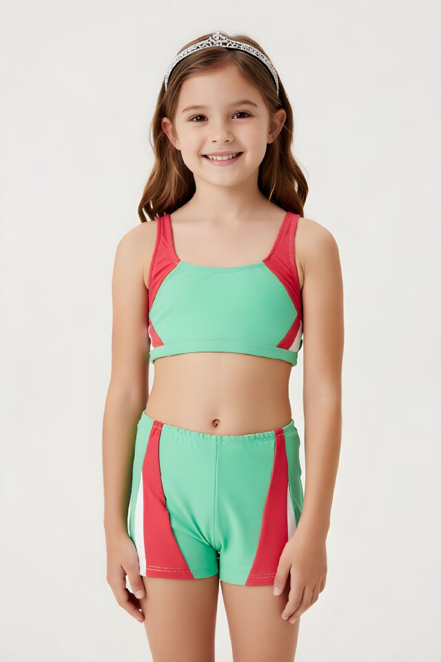Estiva Kız Çocuk Boxer'lı Yüzücü Bikini Takımı