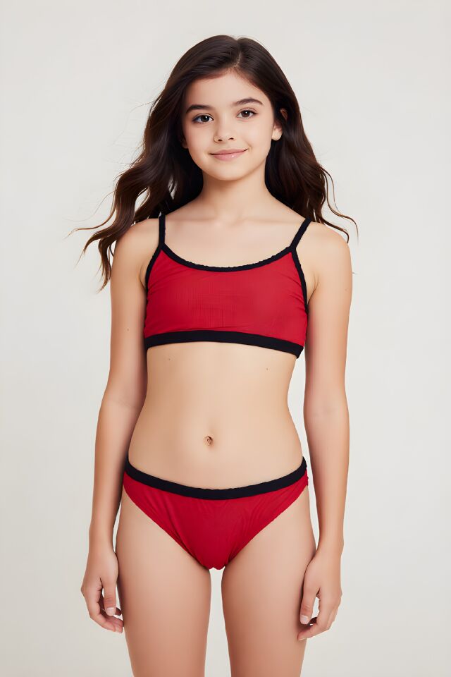 Estiva Kız Çocuk Kenar Biyeli Bikini Takımı