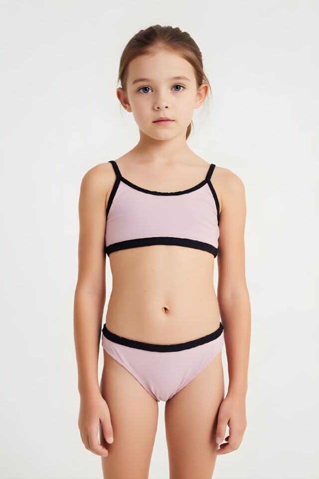Estiva Kız Çocuk Kenar Biyeli Bikini Takımı
