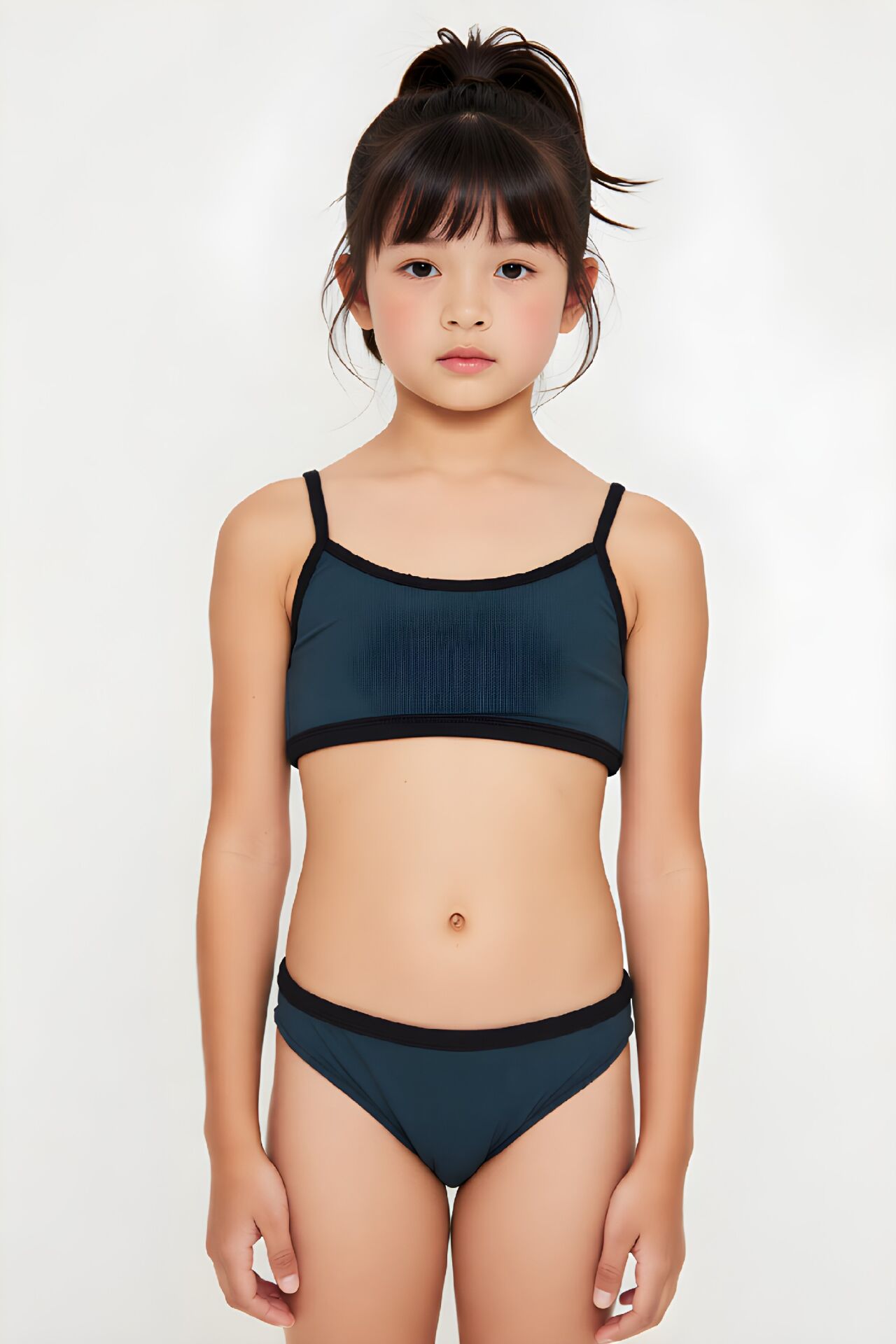 Estiva Kız Çocuk Kenar Biyeli Bikini Takımı Füme