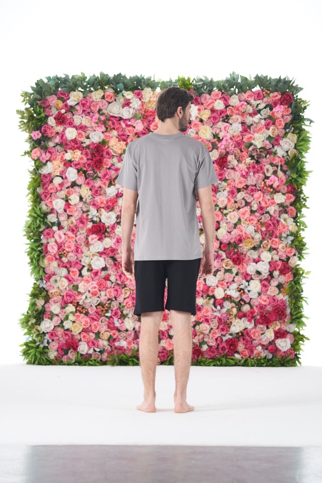 Erkek Yazlık KLYN Baskılı Kısa Kollu Şortlu Penye Pijama Takımı 2XL - Gri