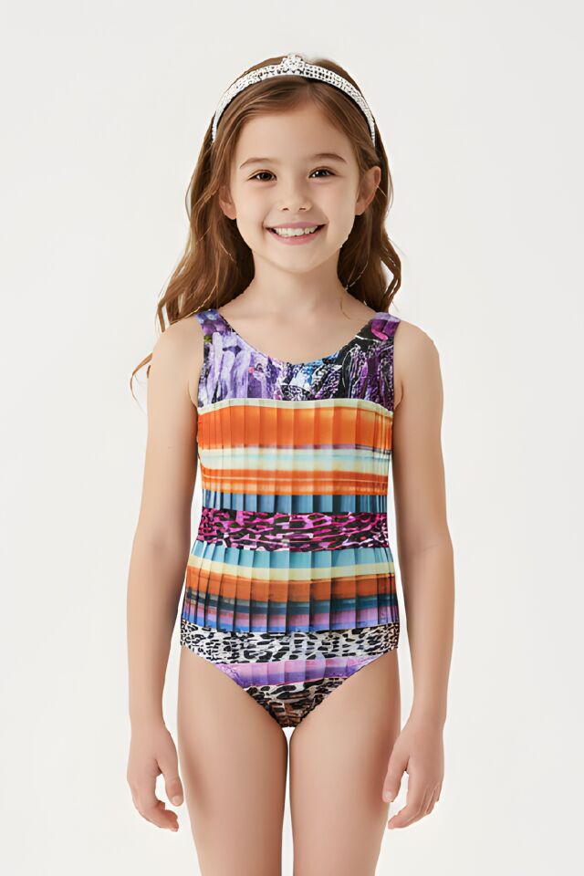 Estiva Kız Çocuk Desenli Mayo