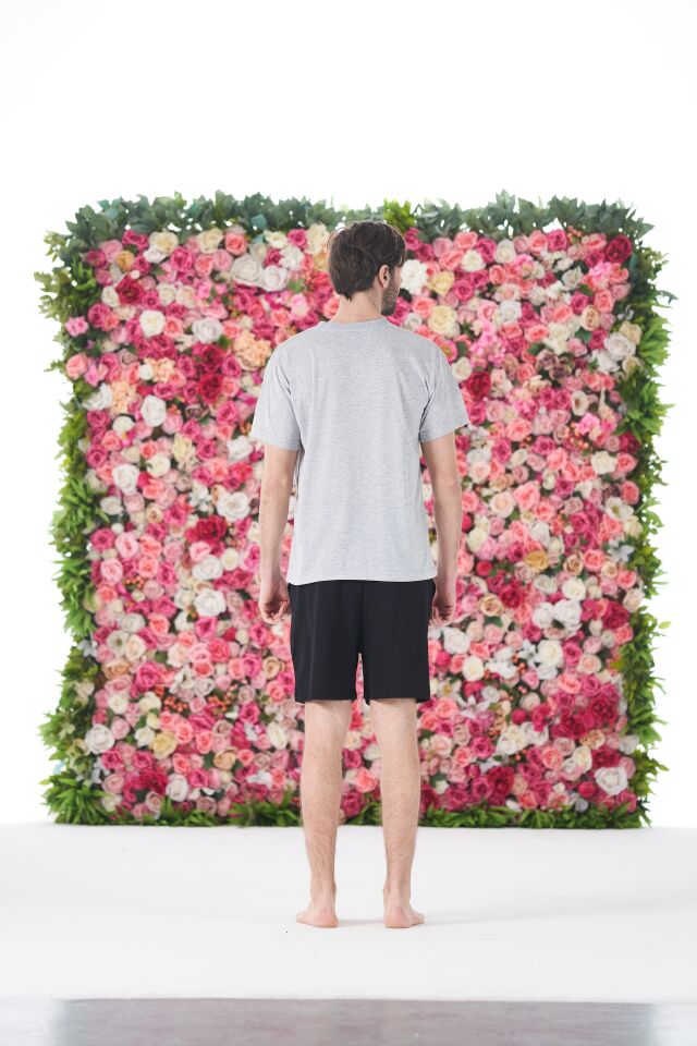 Erkek Yazlık Cool Baskılı Kısa Kollu Şortlu Penye Pijama Takımı XL - Gri