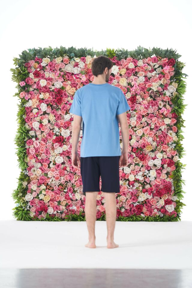 Erkek Yazlık Cool Baskılı Kısa Kollu Şortlu Penye Pijama Takımı L - Mavi