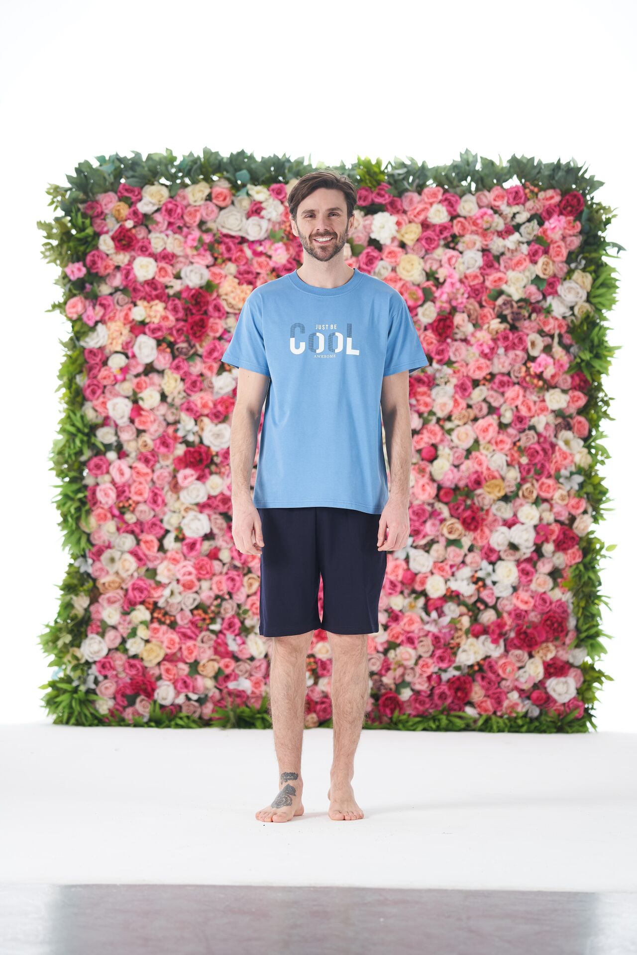 Erkek Yazlık Cool Baskılı Kısa Kollu Şortlu Penye Pijama Takımı XL - Mavi