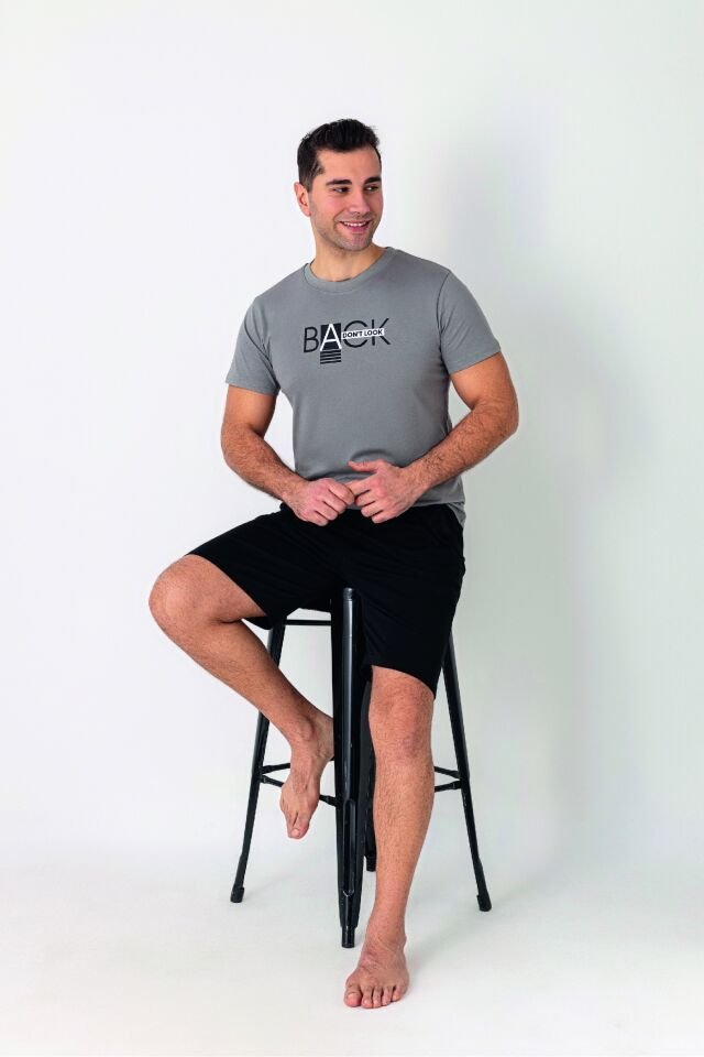 Estiva Erkek Back Baskılı Kısa Kollu Şortlu Penye Pijama Takımı