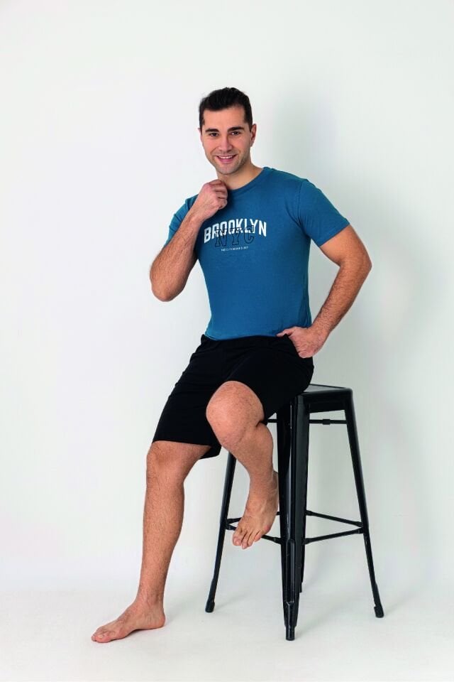 Estiva Erkek NYC Baskılı Kısa Kollu Şortlu Penye Pijama Takımı