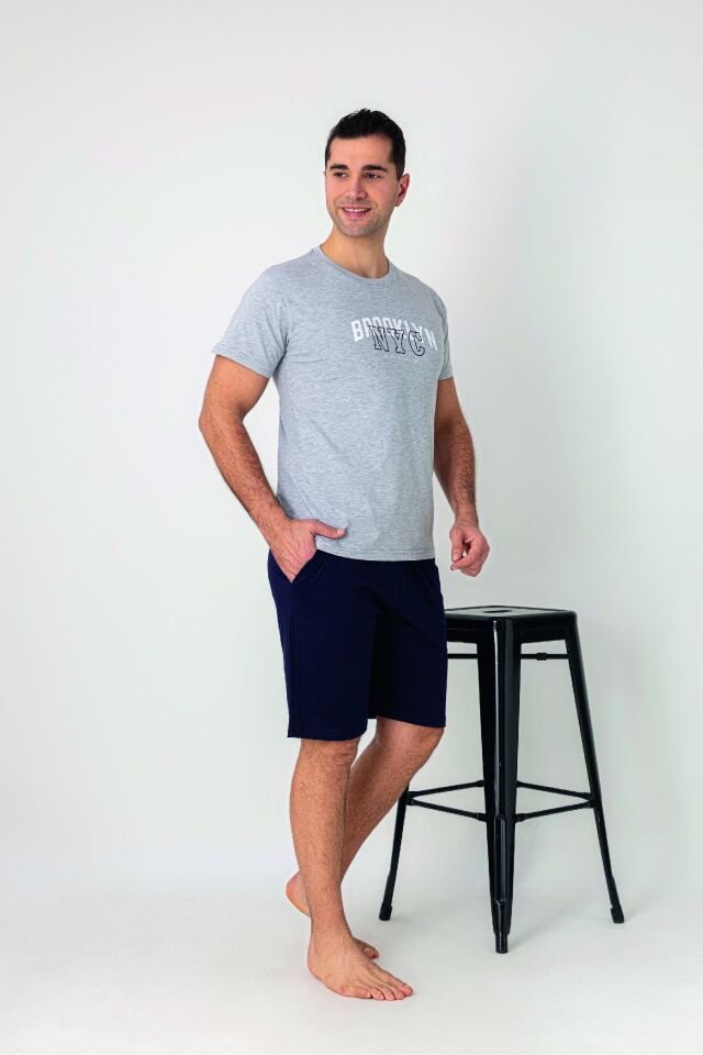 Estiva Erkek NYC Baskılı Kısa Kollu Şortlu Penye Pijama Takımı