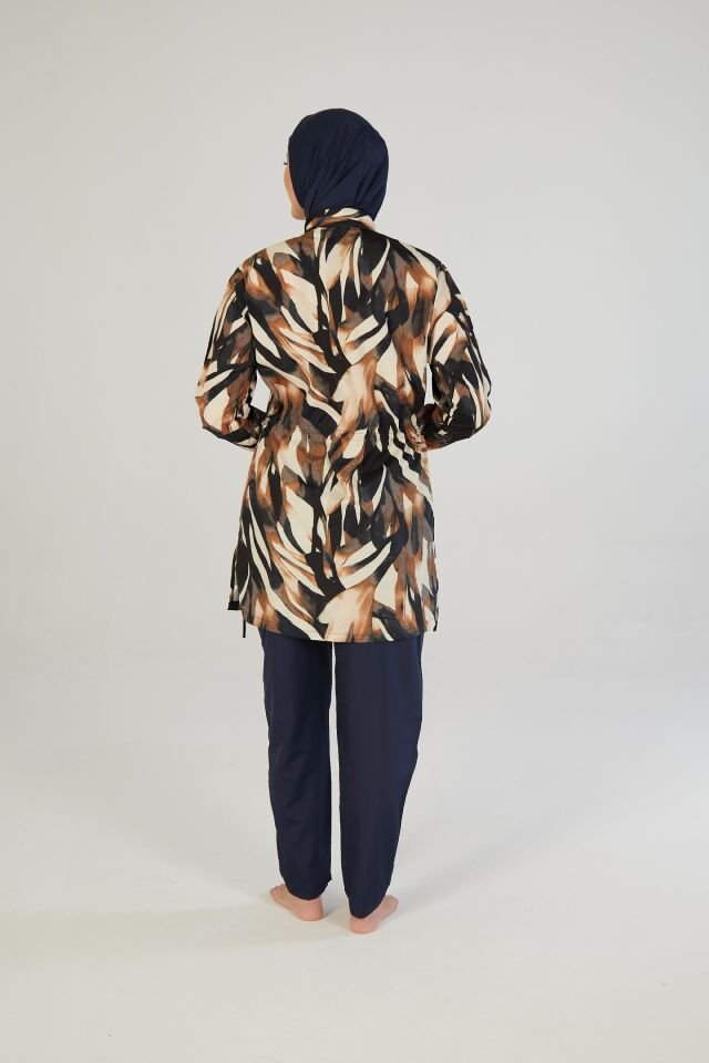 Estiva Wild Tam Kapalı Pantolonlu Fermuarlı Tesettür Mayo