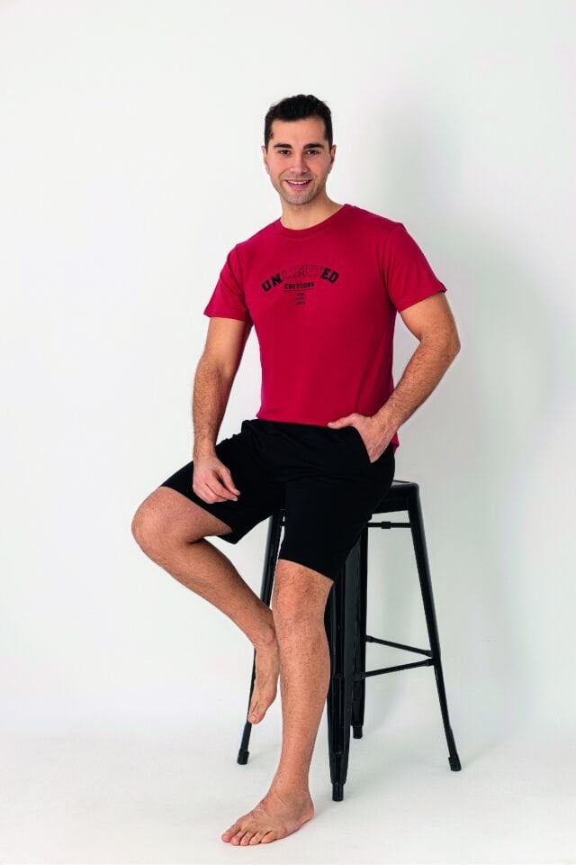 Estiva Erkek Unlimited Baskılı Kısa Kollu Şortlu Penye Pijama Takımı