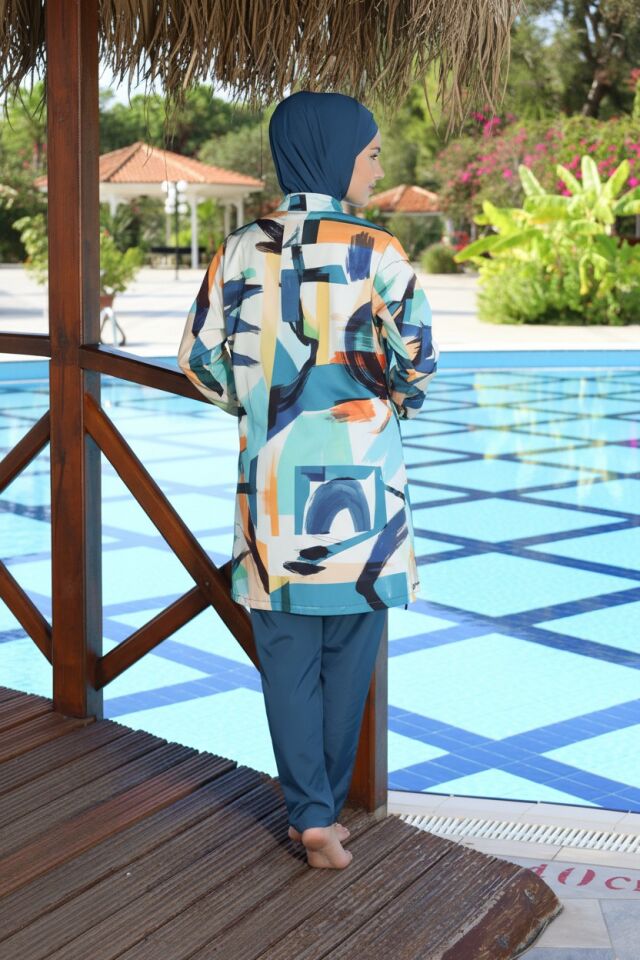 Estiva Motion Tam Kapalı Pantolonlu Fermuarlı Tesettür Mayo