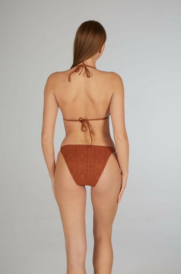 Estiva Kadın Kahverengi Concept Aksesuarlı Üçgen Bikini Takımı