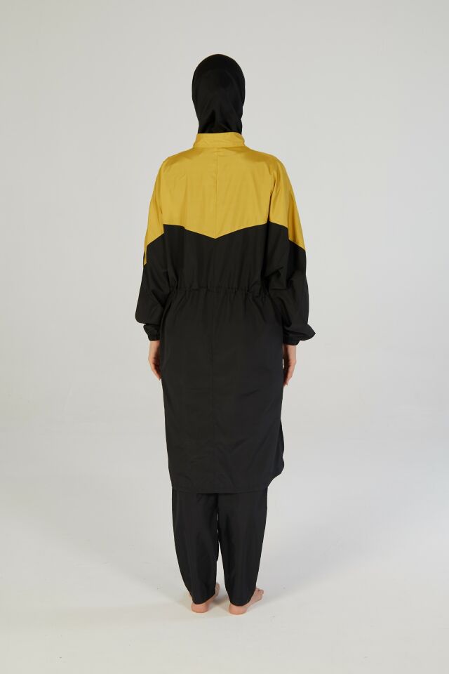 Estiva Golden Tam Kapalı Pantolonlu Fermuarlı Uzun Tesettür Mayo