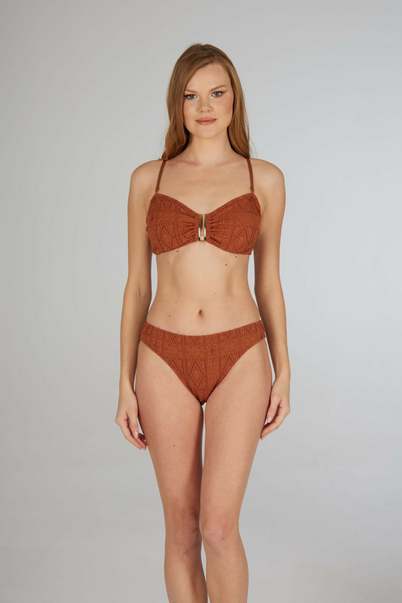 Estiva Kadın Kahverengi Concept Aksesuarlı Straplez Bikini Takımı