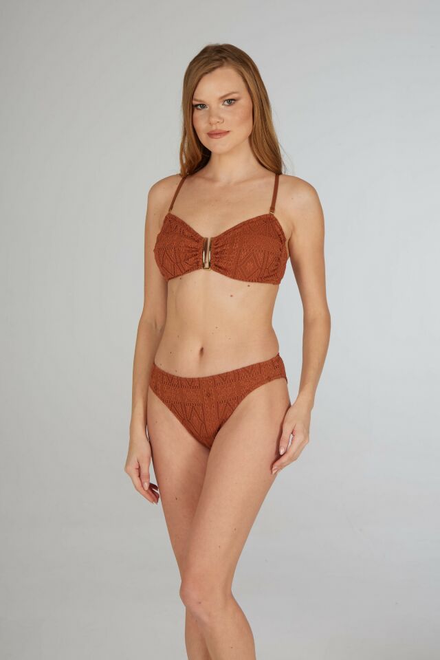 Estiva Kadın Kahverengi Concept Aksesuarlı Straplez Bikini Takımı