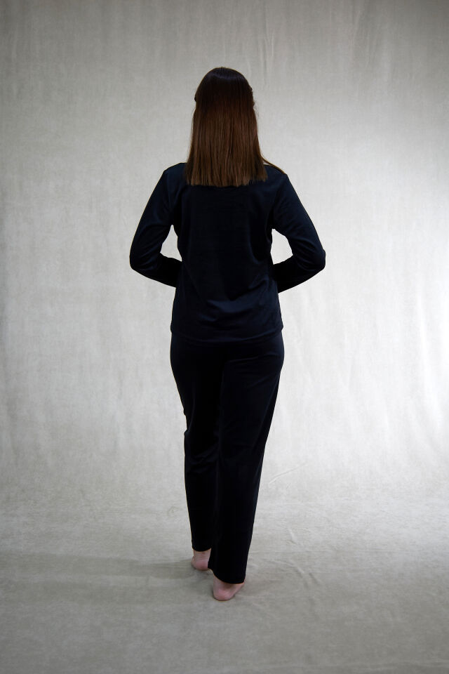 Estiva Kadın Good Yazılı Kadife Pijama Takımı Siyah - XL