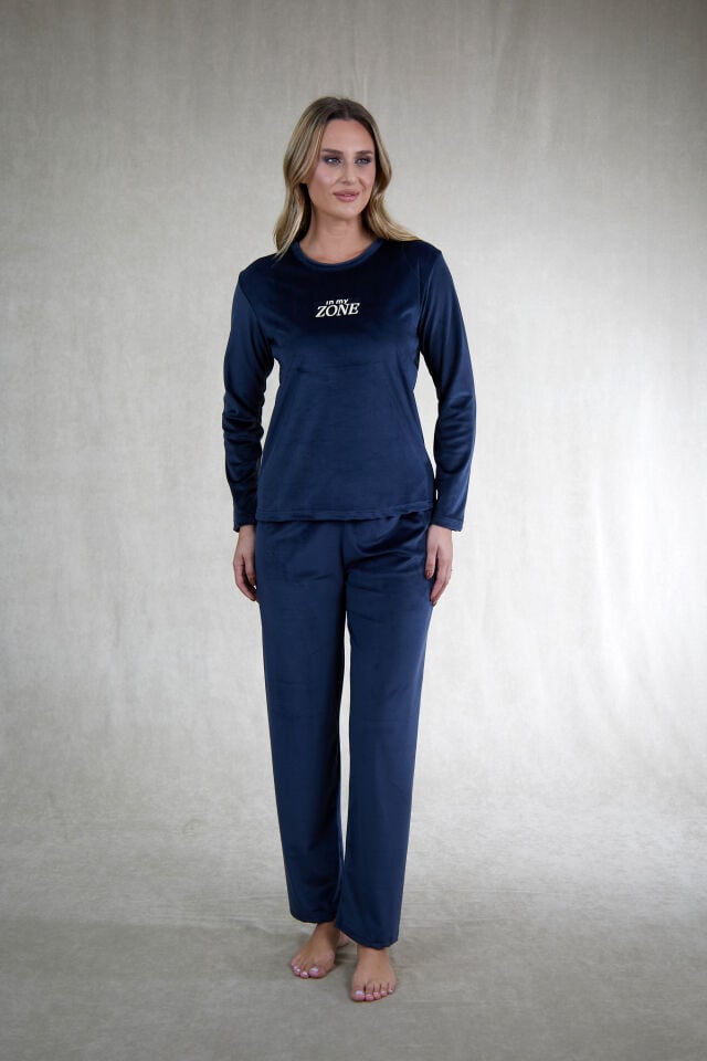 Estiva Kadın Zone Yazılı Kadife Pijama Takımı alternatif görsel