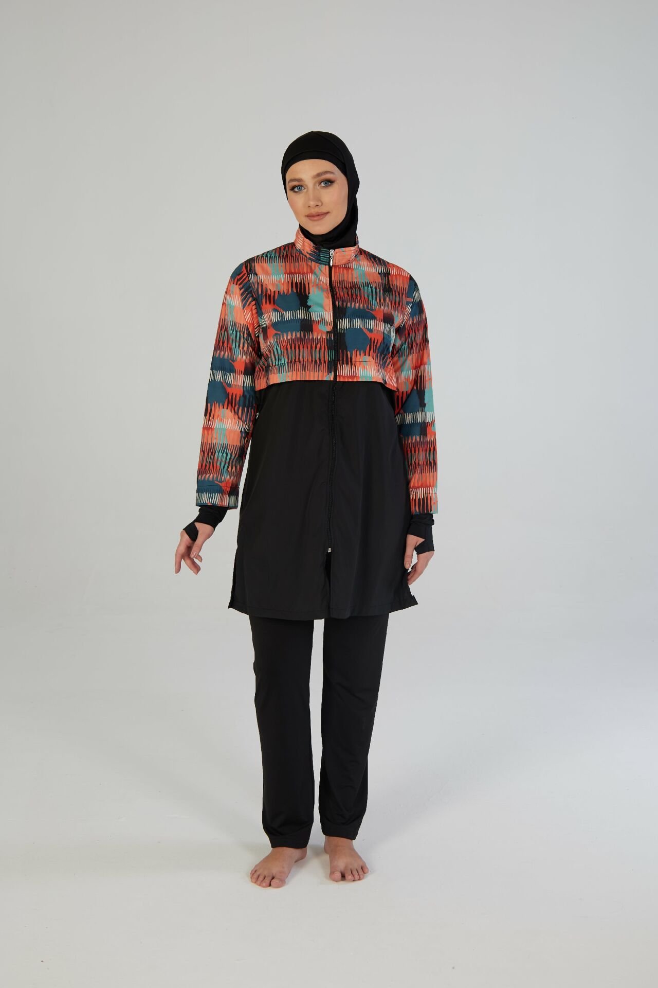 Estiva Urban Wave Tam Kapalı Croplu Pantolonlu Tesettür Mayo