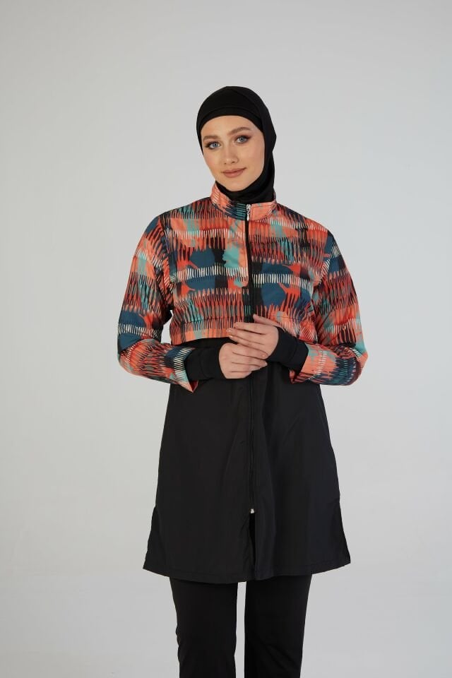 Estiva Urban Wave Tam Kapalı Croplu Pantolonlu Tesettür Mayo