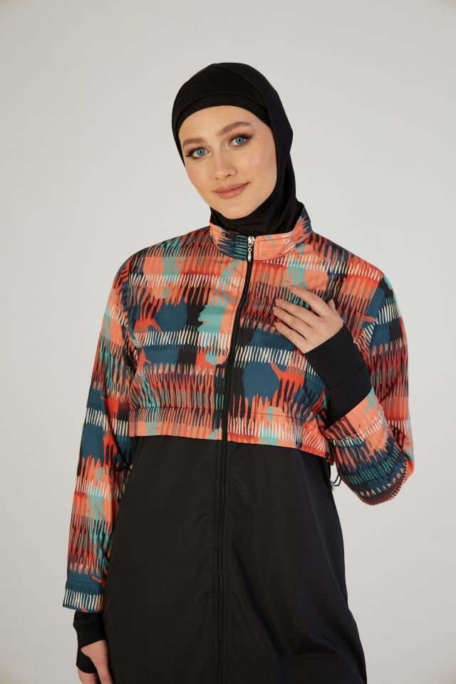 Estiva Urban Wave Tam Kapalı Croplu Pantolonlu Tesettür Mayo