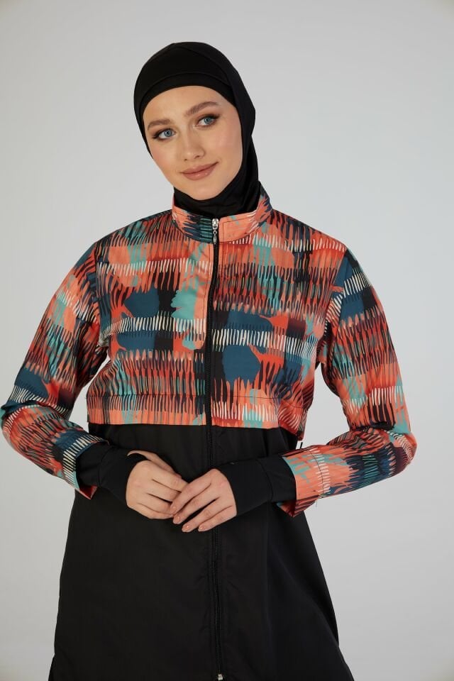 Estiva Urban Wave Tam Kapalı Croplu Pantolonlu Tesettür Mayo