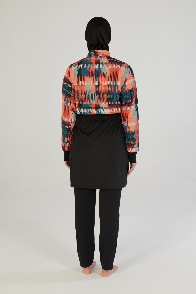 Estiva Urban Wave Tam Kapalı Croplu Pantolonlu Tesettür Mayo