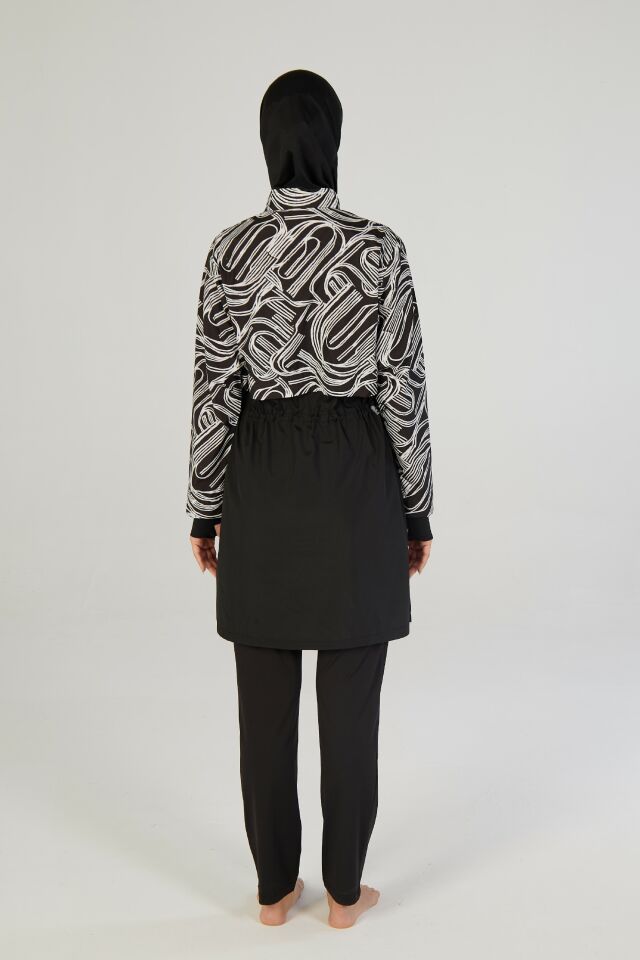 Estiva Fluid Tam Kapalı Croplu Pantolonlu Tesettür Mayo