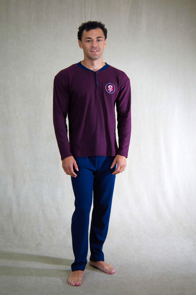 Estiva Erkek Nakışlı Patlı İnterlok Şardonlu Pijama Takımı