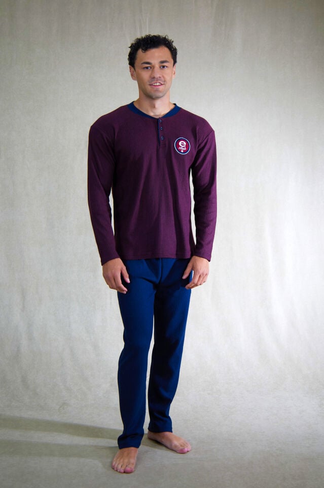 Estiva Erkek Nakışlı Patlı İnterlok Şardonlu Pijama Takımı