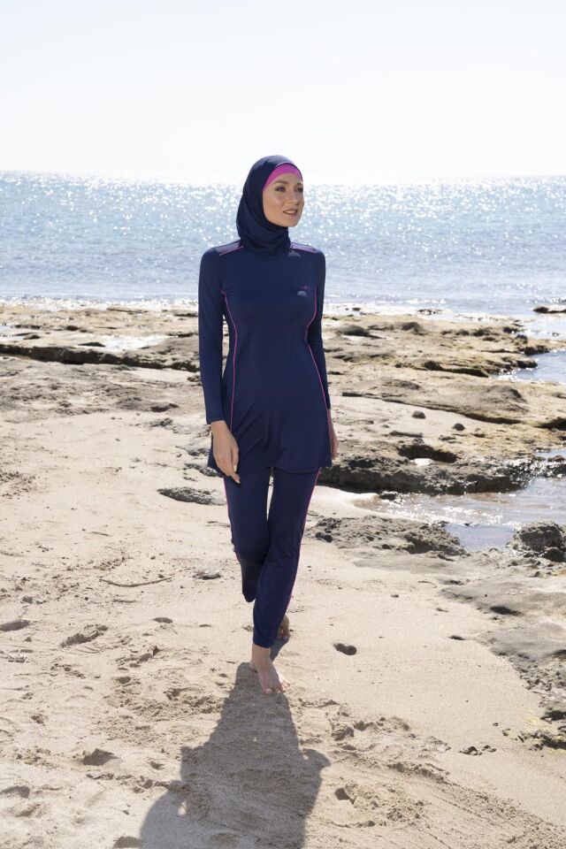 Estiva Kadın Tam Kapalı Pantolonlu Biyeli Tesettür Mayo