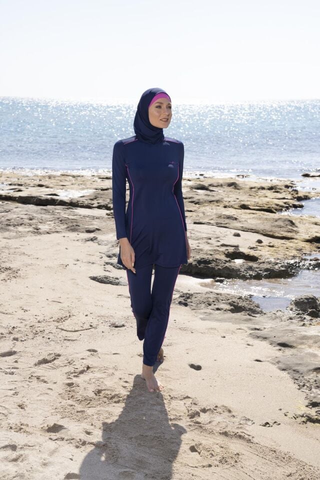 Estiva Kadın Tam Kapalı Pantolonlu Biyeli Tesettür Mayo