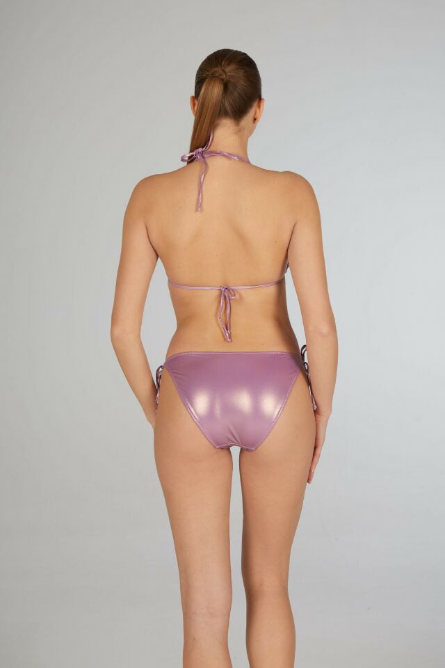 Estiva Kadın Parlak Lila Aksesuarlı Üçgen Bikini Takımı