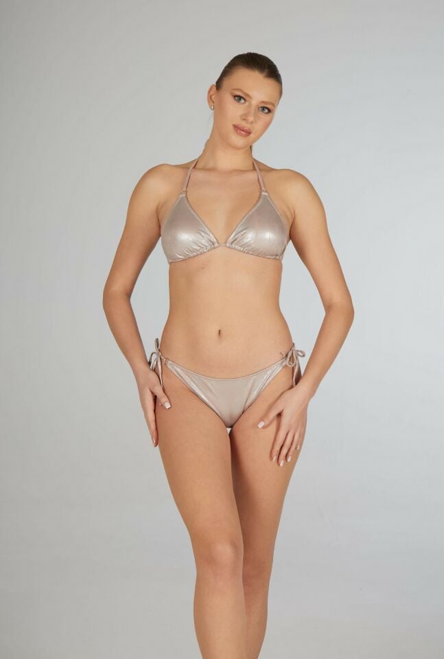 Estiva Kadın Parlak Silver Aksesuarlı Üçgen Bikini Takımı alternatif görsel