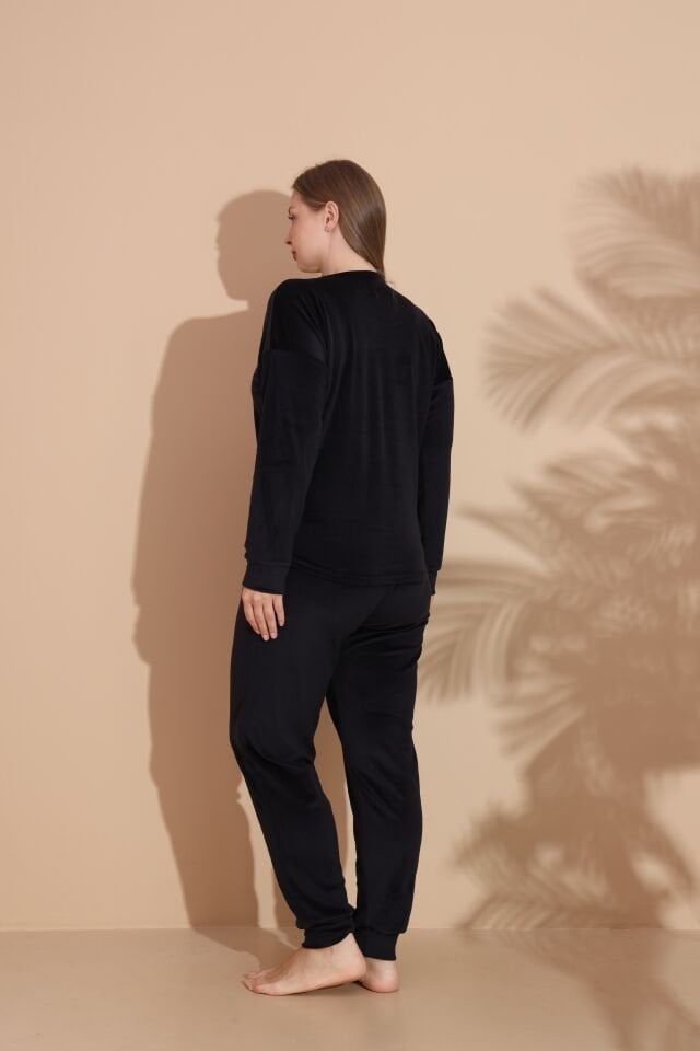 Kadın Kışlık Kadife Battal Pijama Takımı