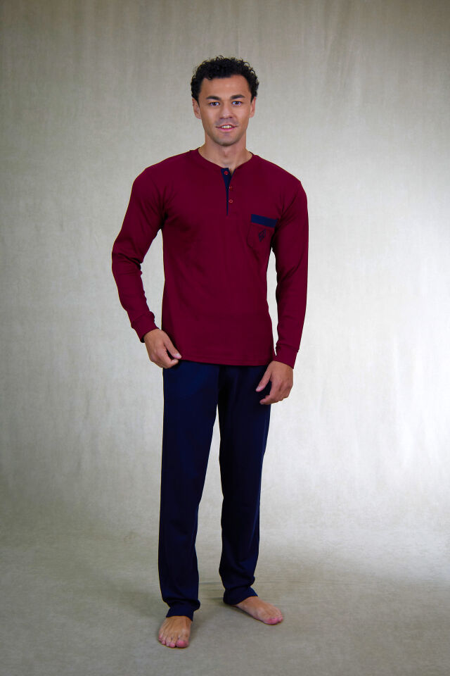 Estiva Erkek Cepli Patlı İnterlok Pijama Takımı M - Bordo