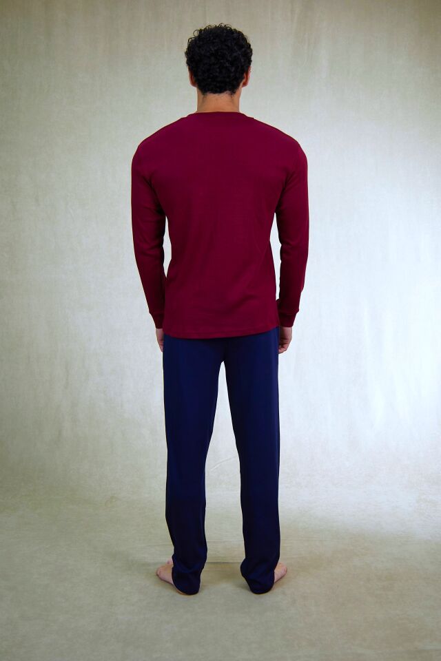 Estiva Erkek Cepli Patlı İnterlok Pijama Takımı L - Bordo
